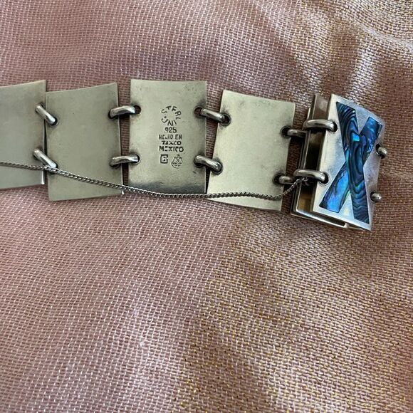 Sterling Silver and Abalone Bracelet Taxco Mexico - Picture 7 of 9